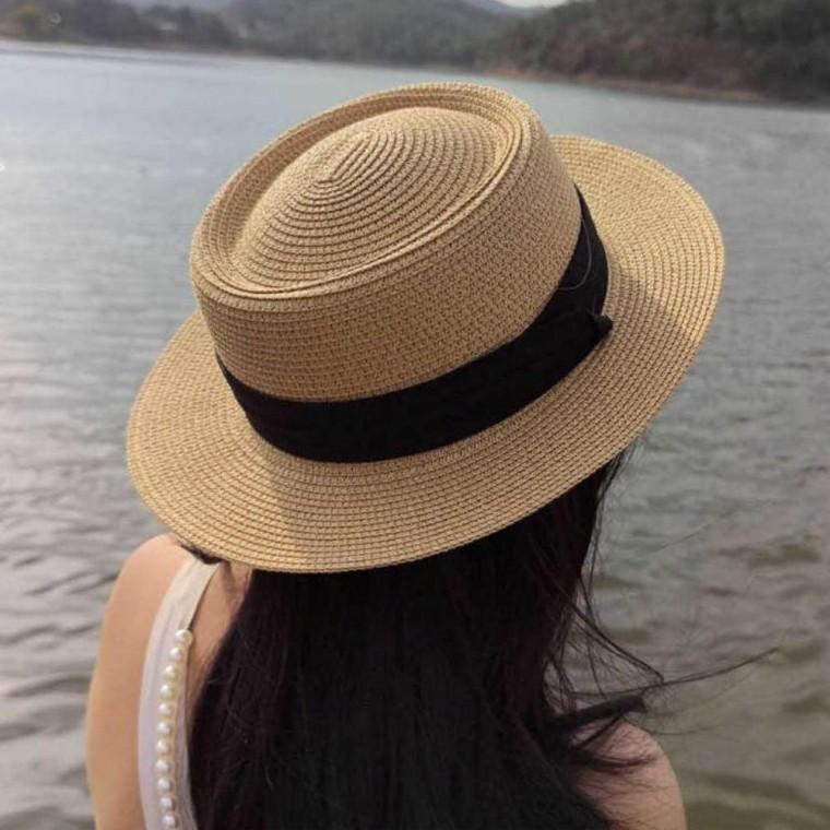 플랫햇 밀짚모자 햇빛차단 여름 휴양지 페도라 모자 예쁜모자 멋진모자 여름모자 베이직모자 밀짚모자