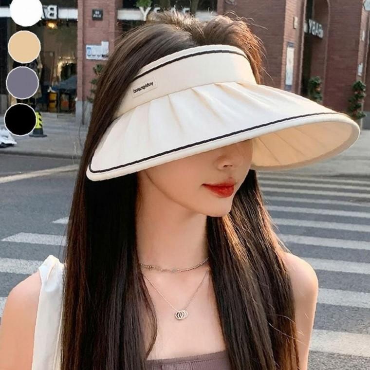 주름 와이드 썬캡 자외선차단 여름 햇빛가리개 여성 모자