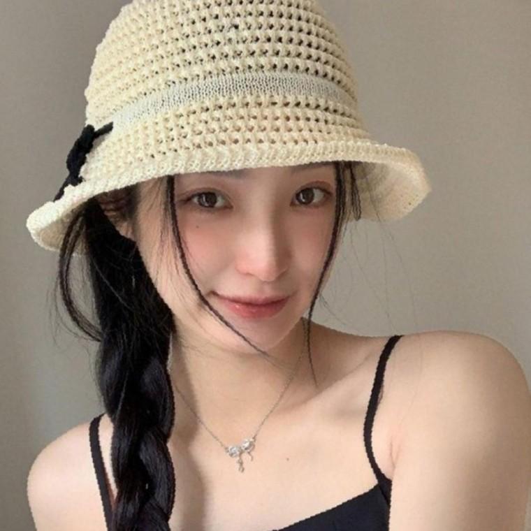 리본 짜임 버킷햇 비치캡 왕골 모자 라탄 밀짚모자 여름 썬캡 돌돌이 여름돌돌이 라피아
