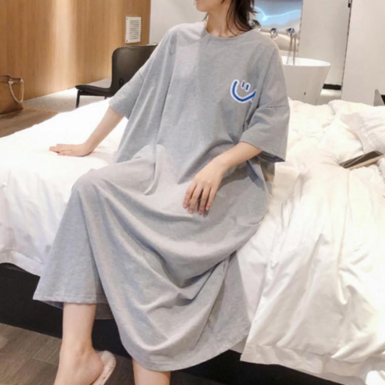 여름원피스 롱 데일리원피스 여름 원피스 반팔 스마일 캐주얼 오버핏 빅