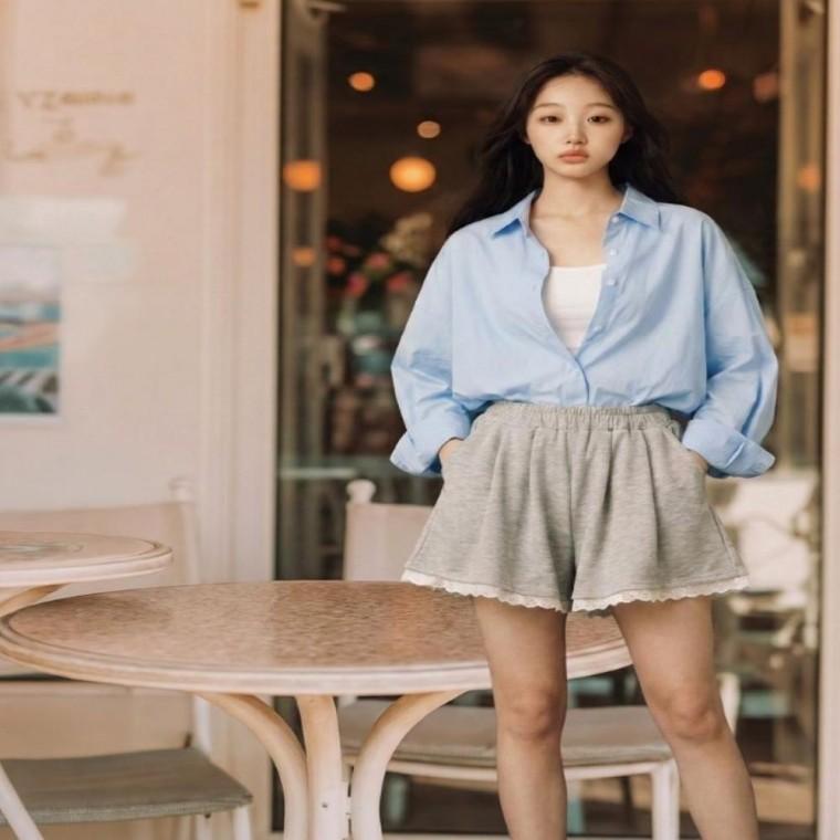 2컬러 로맨틱무드 여름팬츠 여름 레이스 숏바지 츄리닝 반팬츠