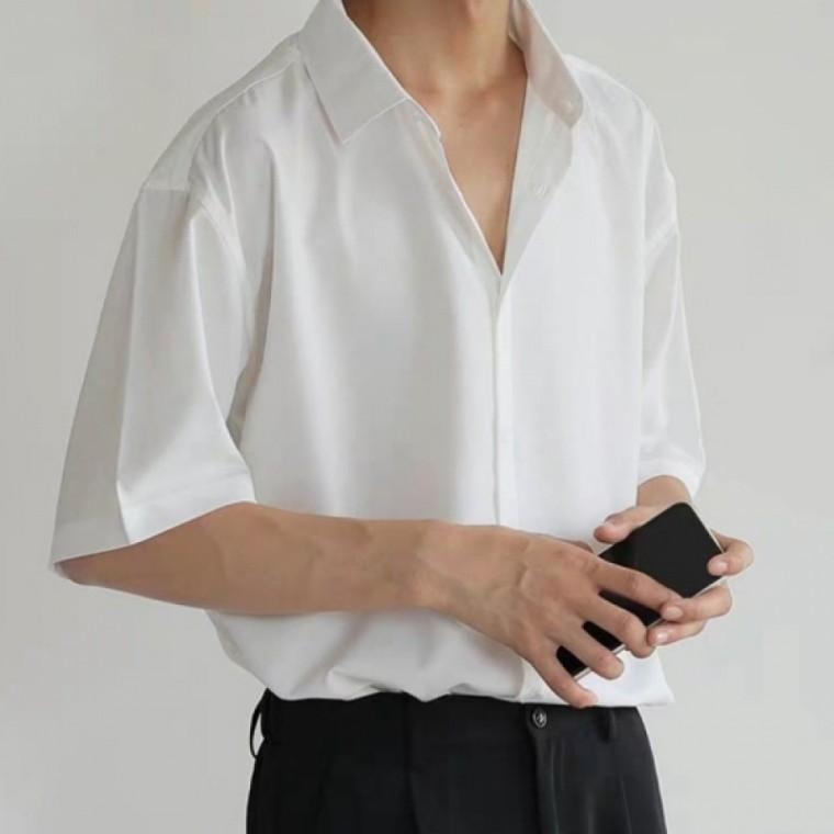남성상의 여름 쿨 오버핏 반팔 셔츠 데일리 패션룩