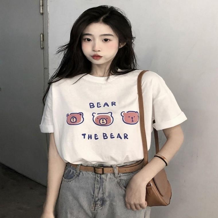 반팔티셔츠 여자반팔티셔츠 귀여운 여자반팔면티 여름 캐주얼룩 여성티셔츠