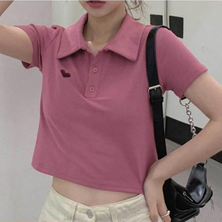 귀여운 여자반팔티셔츠 입술넥티 여자반팔면티 여성 여름 크롭탑
