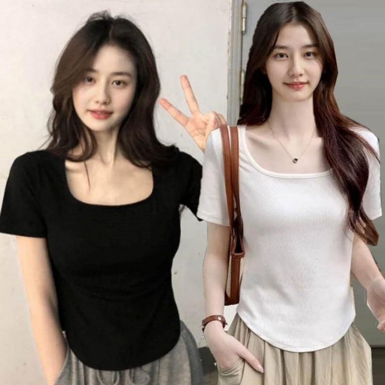 아이템 여자여름반팔티 여자박스티 기본 롱티셔츠 여자흰티 여성라운드반팔티