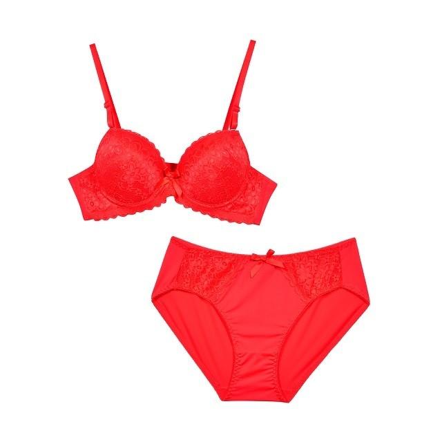 매혹 레드 레이스 여성 와이어 B컵 브라팬티세트