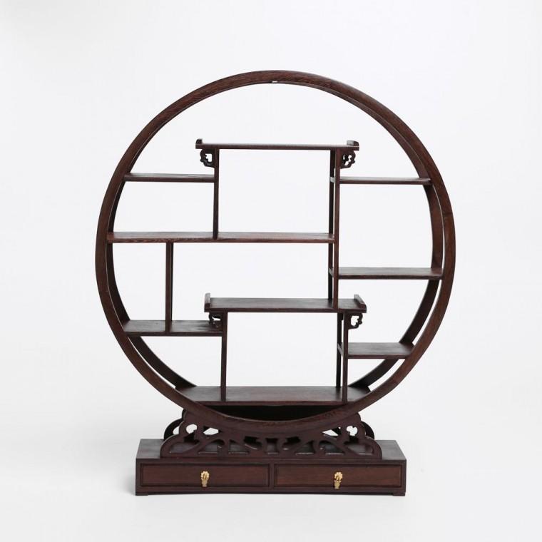 한옥 카페장식 송악 찻잔 다관 장식장 60x70cm