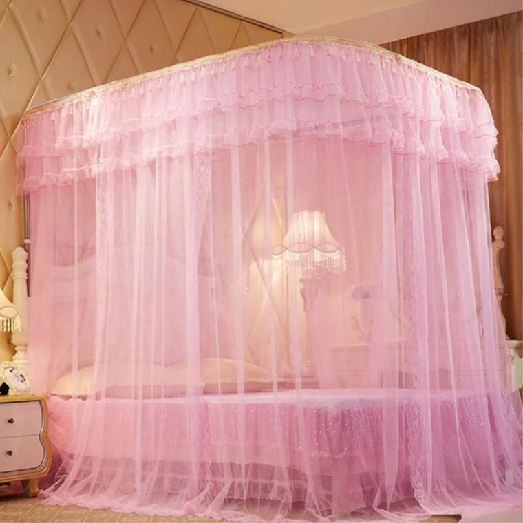 로맨틱스위트 레일형 침대모기장 150x200cm 핑크