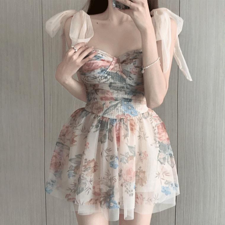 쉬폰 플레어 원피스수영복