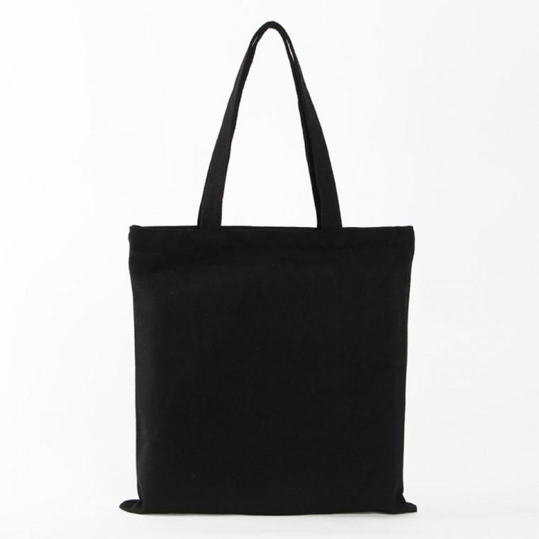 포켓 캔버스 무지 검정색 에코백 34x36cm 여친패션