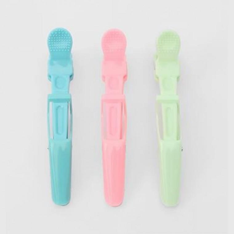 머리고정 악어 미용핀 3p 컬러 긴집게핀 미용실머리핀