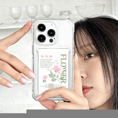 트라이코지 뮤트 플라워 투명 맥세이프 슬라이드 카드 지갑 카드 3장 수납