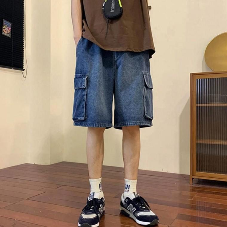 캐주얼한 데님 카고 포켓디자인 남성 데일리 하프팬츠