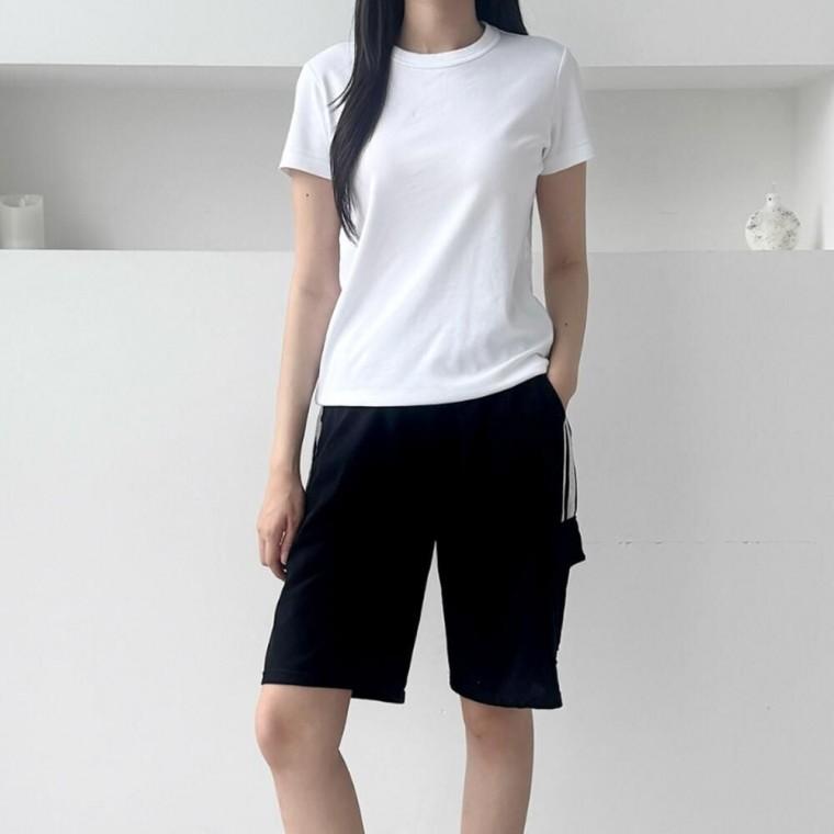여성 반바지 사이드 투 라인 디테일 캐주얼 카고 팬츠