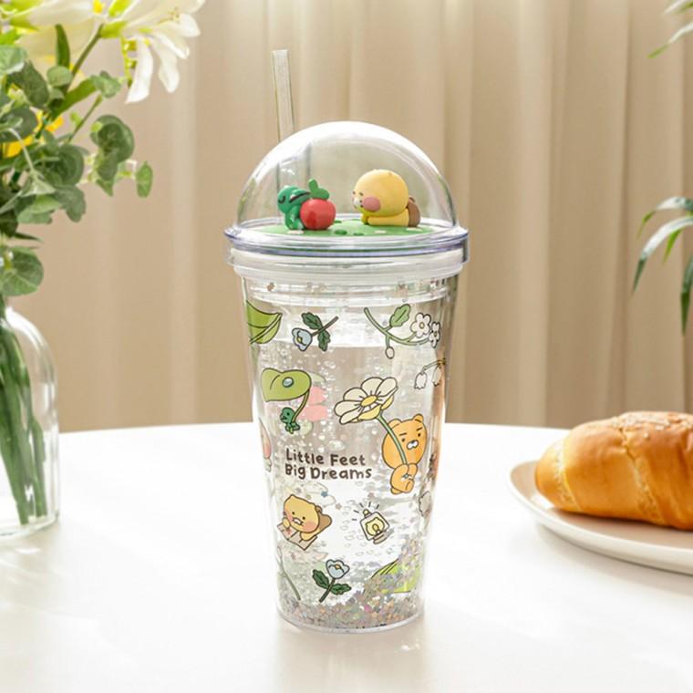 카카오프렌즈 대용량 피규어 돔형 콜드텀블러 빨대텀블러 450ml
