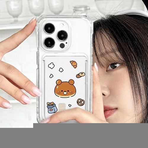 트라이코지 드로잉 푸드 투명 맥세이프 슬라이드 카드 지갑 카드 3장 수납