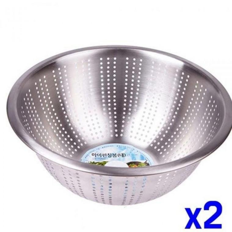 스텐 펀칭 믹싱볼 대 27.5cm x2개 세척볼 야채씻기