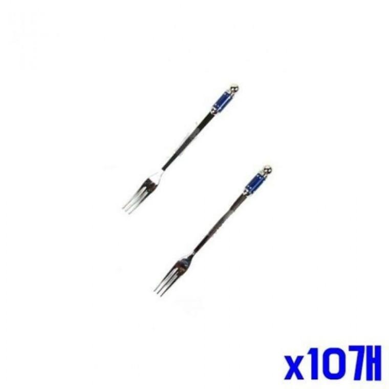 블루 스텐 티포크 2P x10개 과일포크 디저트포크