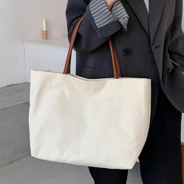 여성 캐주얼 캔버스 소재 깔끔한 디자인 에코백 가방 숄더백 미니 토트백 여자 토드백