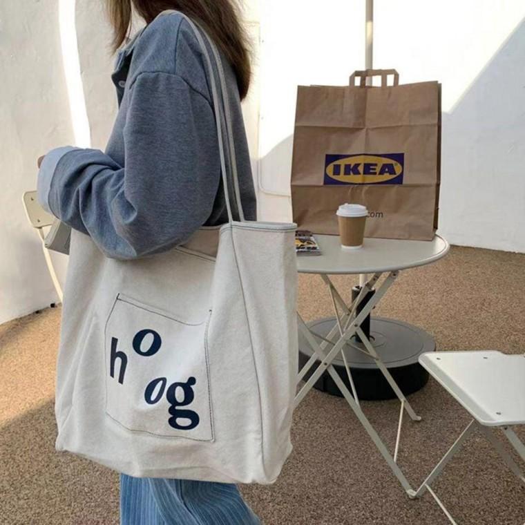 여성 영문 포인트 간편 외출 나들이 가방 에코 숄더백 쇼퍼백 겨울 남성 비치백 미니