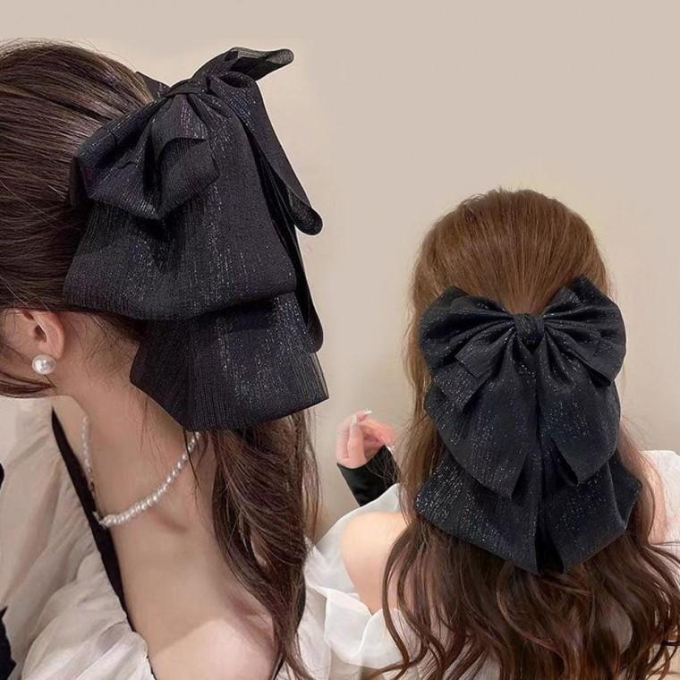 펄쉬폰 빅사이즈 왕 리본 여성 묶음 머리 집게핀 빅사이즈집게핀 머리핀 빅리본핀