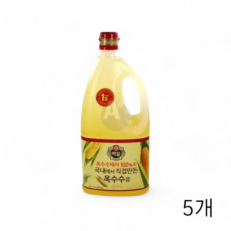 백설 옥배유 1.8L X 5개 옥수수유 대용량 식당 급식실 옥수수배아기름 업소용 단체급식 튀김유 튀김용기름