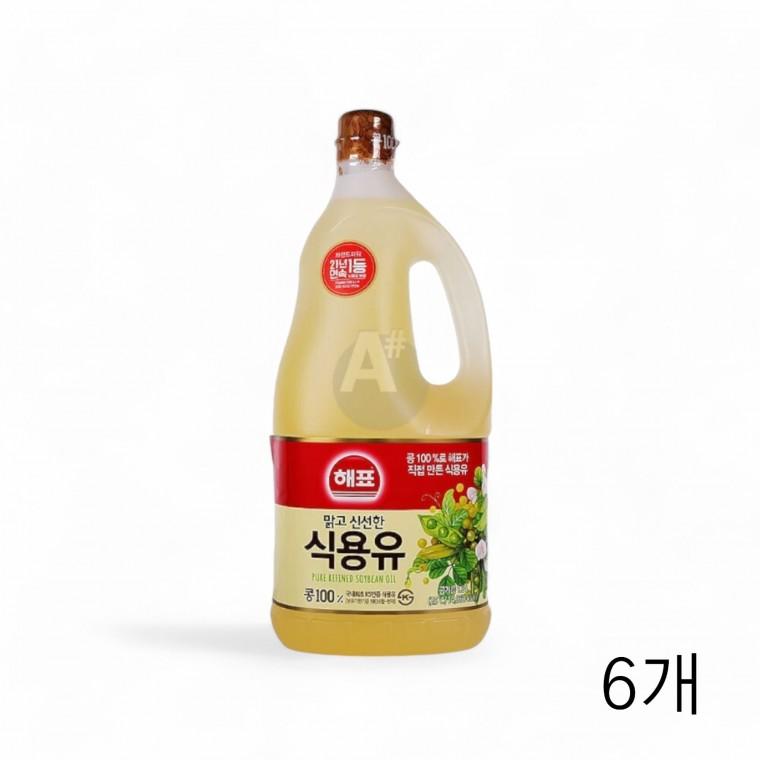 해표 대두유 1.8L X 6개 콩기름 업소용 식당 대용량식용유 식자재 튀김유 튀김기름 튀김용오일 대용량기름