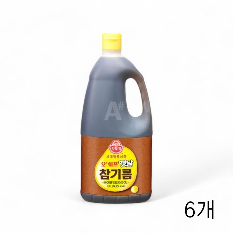 오뚜기 오쉐프 옛날참기름 1.8L X 6개 볶음참깨분 학교급식 업소용참기름 챔기름 단체급식 요리용기름