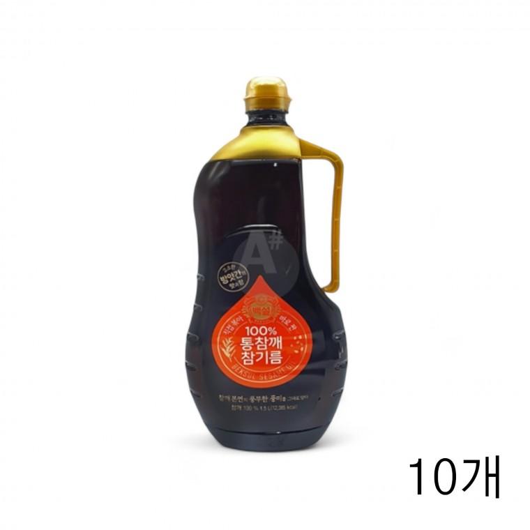 백설 100% 통참깨 참기름 1.5L X 10개 대용량식자재 챔기름 업소용참기름 고소한참기름 식재료 참깨기름