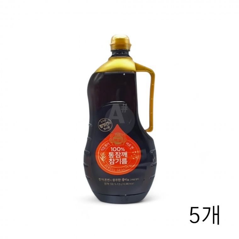 백설 100% 통참깨 참기름 1.5L X 5개 대용량식자재 챔기름 업소용참기름 고소한참기름 식재료 참깨기름