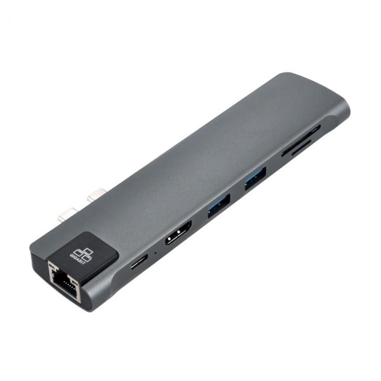 USB C타입 듀얼 인터페이스 멀티 허브 PC 컴퓨터 데스크탑 노트북 카드리더기 이더넷 젠더