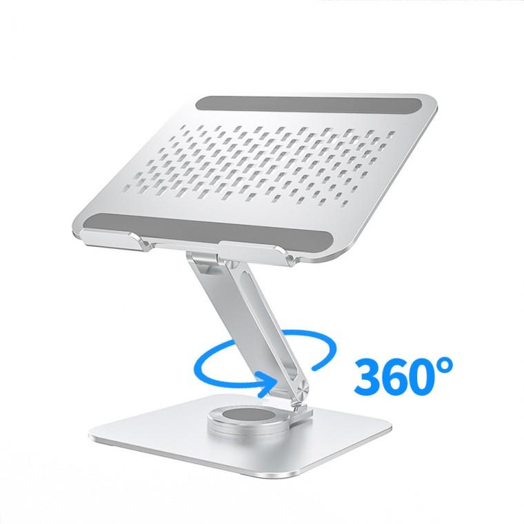 리예 360 회전 메탈 노트북 전용 거치대 (높이 각도 조절) 실버