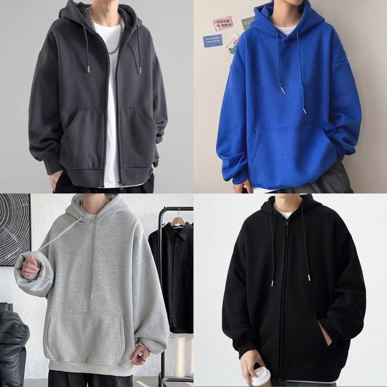 [도매라인]*오버핏기모후드집업&기모후드티 6컬러 심플 남녀공용 겨울 후드점퍼 기모점퍼 기모티