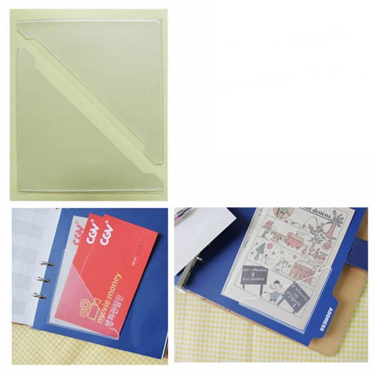 코너형 포켓 라벨테이프 삼각중형 2P 30매 75x75바인더 수납비닐 코너스틱 윈디커 포스트포켓