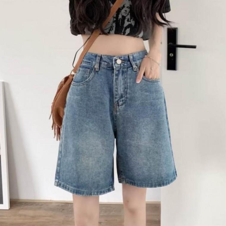 깔끔한 세련되고 5부 기장 반바지 여성 데일리 데님 숏팬츠 깔끔한 데일리