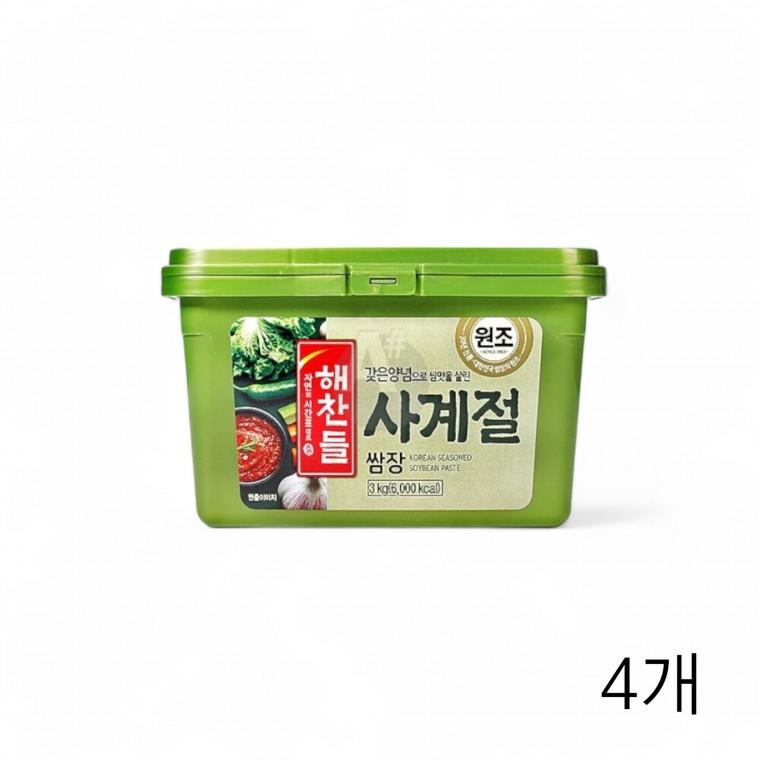 해찬들 사계절쌈장 3Kg X 4개 대용량 식당용 업소용식자재 고깃집쌈장 삼겹살쌈장 쌈싸먹는장 양념쌈장