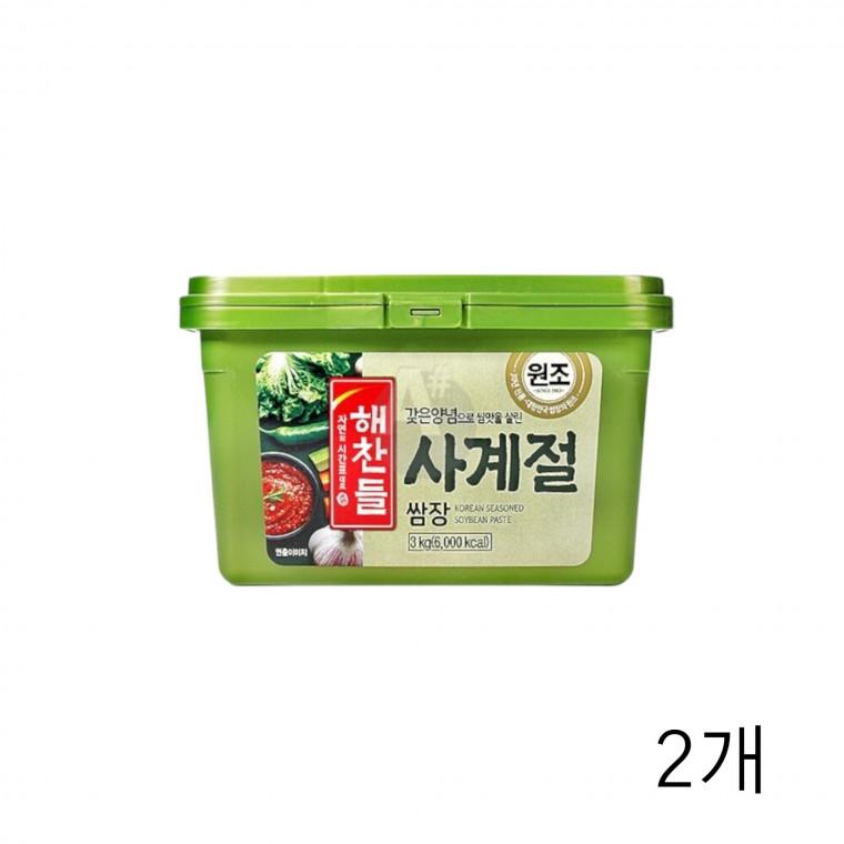 해찬들 사계절쌈장 3Kg X 2개 대용량 식당용 업소용식자재 고깃집쌈장 삼겹살쌈장 쌈싸먹는장 양념쌈장