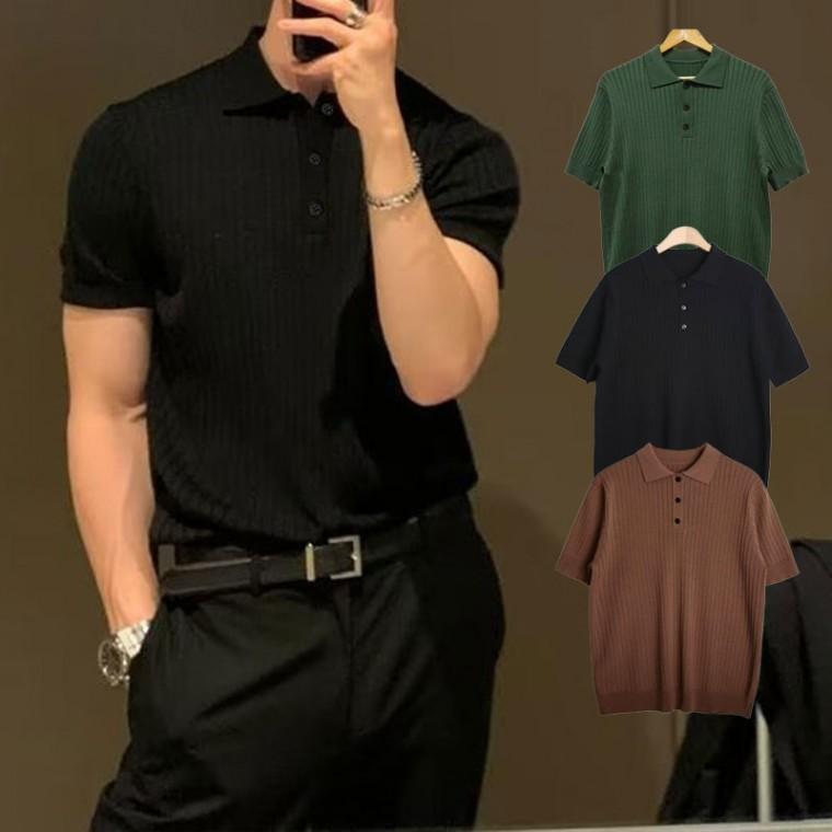 여름 모던 골지 카라넥 내추럴 반팔티 BM-003