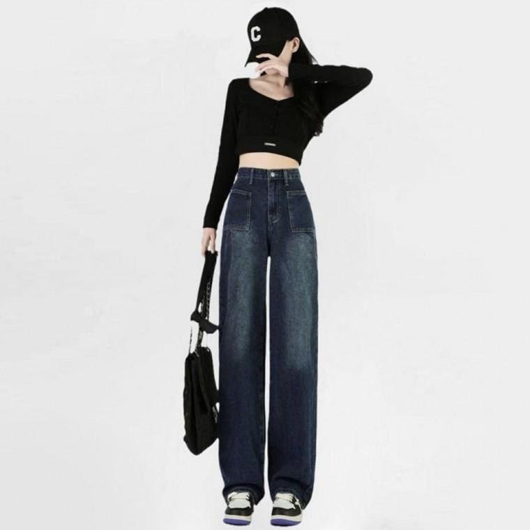 루즈핏 와이드 데님 봄외출복 편한청바지 캐주얼바지