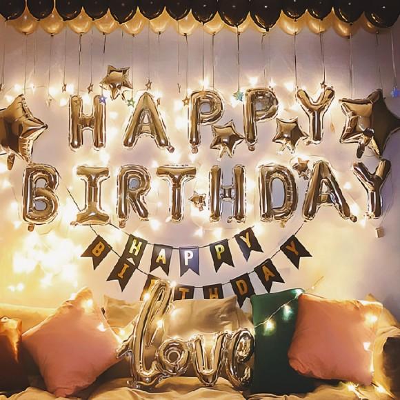 해피조이 LED 생일파티 풍선세트(모던스타) (손펌프포함)