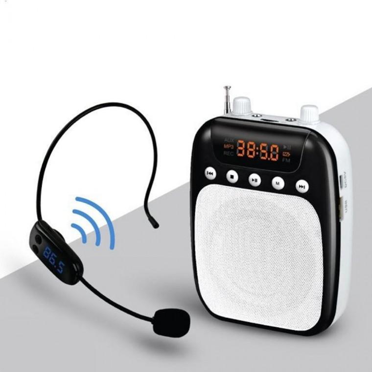 마이크 앰프 스피커 블랙 휴대용 FM 무선 방송용 스탠드 콘덴서 핀마이크 유선 컴퓨터