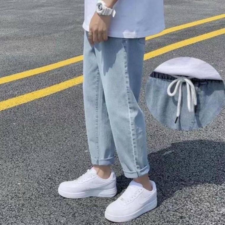 남자 청바지 와이드 밴딩 바지