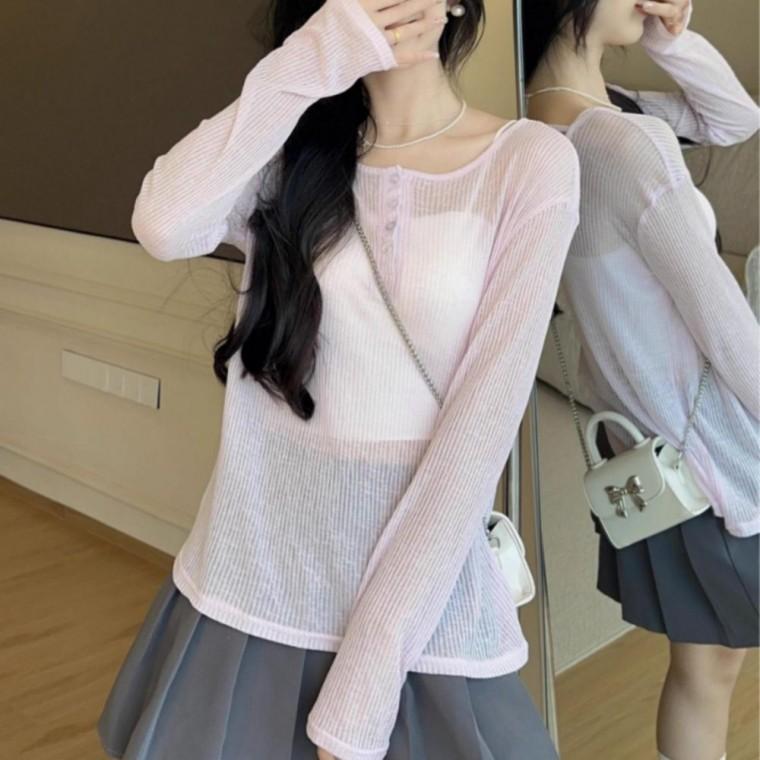 시스루 백스트랩 레이어드 티셔츠 여리루즈핏