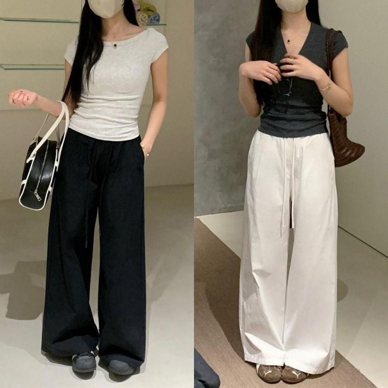 데일리 스트릿 밴딩 팬츠 여성 모던 와이드 바지