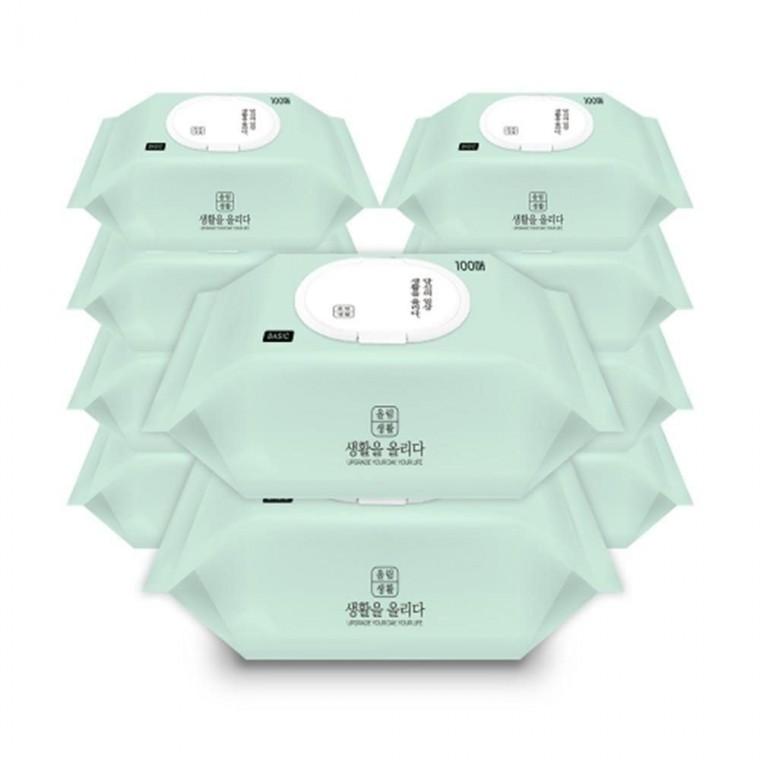 베이직 피톤치드 캡형 물티슈 100매 10팩세트 대용량