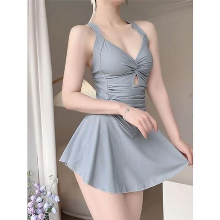 스윔웨어 플레어 치마 수영복 꼬임 여성 원피스수영복