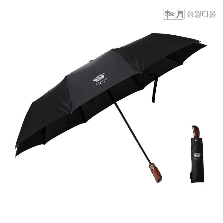 튼튼한 송월우산 카운테스마라 3단 블랙우드 완전자동60