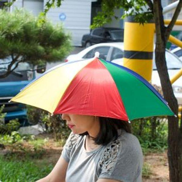 튼튼한 우산형 무지개 모자 / 밴드형 머리우산