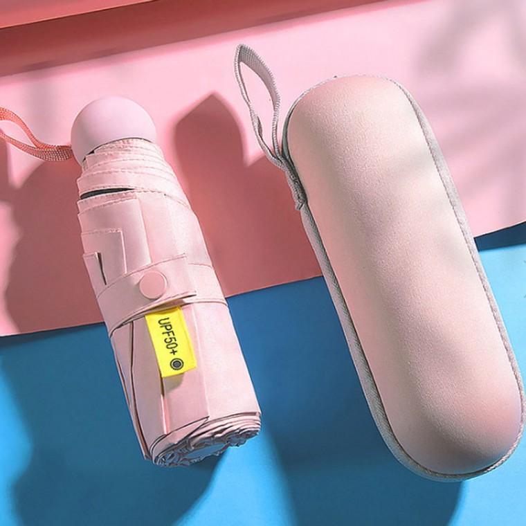 튼튼한 예쁜 핑크 5단 양산겸 우산 휴대용 작은 캡슐우산