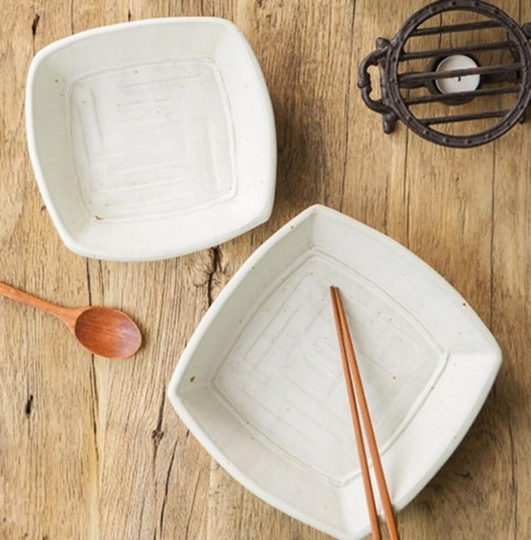 이천도자기 돌비 화이트 사각샐러드 접시 1호 21.5cm 식기 그릇 플레이트